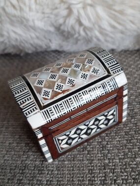Vintage Mosaic Jewellery Box Mother Of Pearl